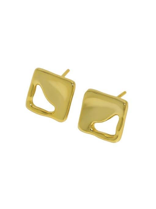 18K gold [with pure Tremella plug] 925 Sterling Silver Smotth Square Minimalist Stud Earring